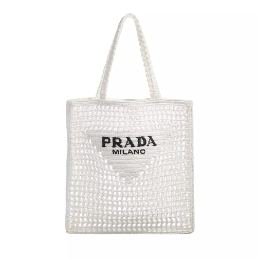 Prada Raffia Tote Bag White Rymlig shoppingväska