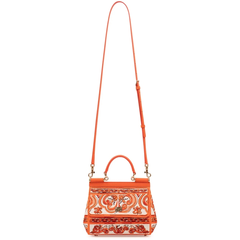 Dolce&Gabbana Tote Borsa a Mano Sicily Piccola con Ricamo Ornamentale orange(Image 2)