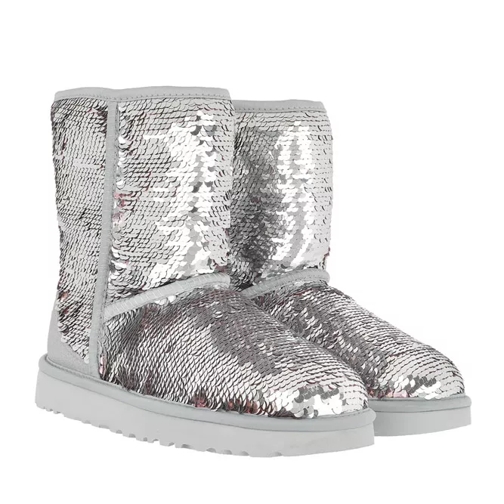 UGG W Classic Short Sequin Silver Bottes d'hiver