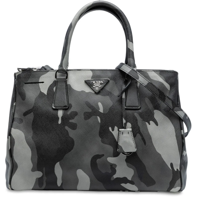 Prada Sac à bandoulière Medium Saffiano Lux Camouflage Galleria Double Zip grau