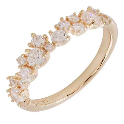 Little Luxuries by VILMAS Champagne Ring Sparkle Row Large  Yellow Gold Plated Anello