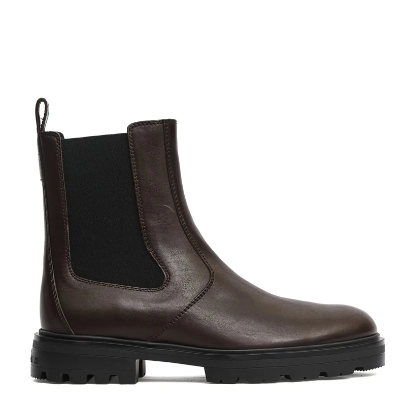Hogan Bottes Brown Leather Chelsea Ankle Boots Brown