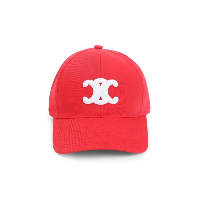 Celine Hoed Bright Red Baseball Hat With Contrast Logo Red