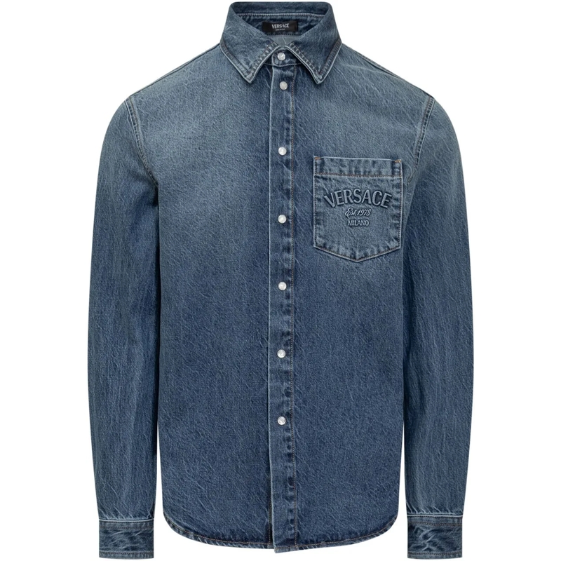 Versace Veste en jean Giacca in Denim blau