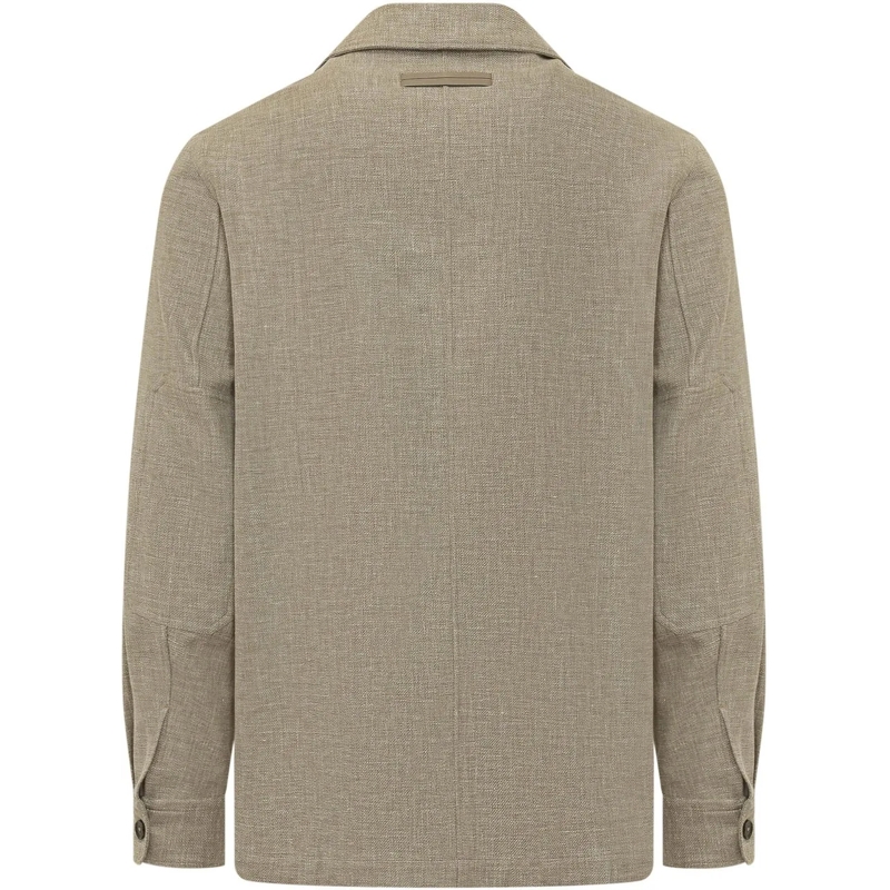 Zegna Haut décontracté Overshirt con Tasche Applicate e Bottoni taupe(Image 2)