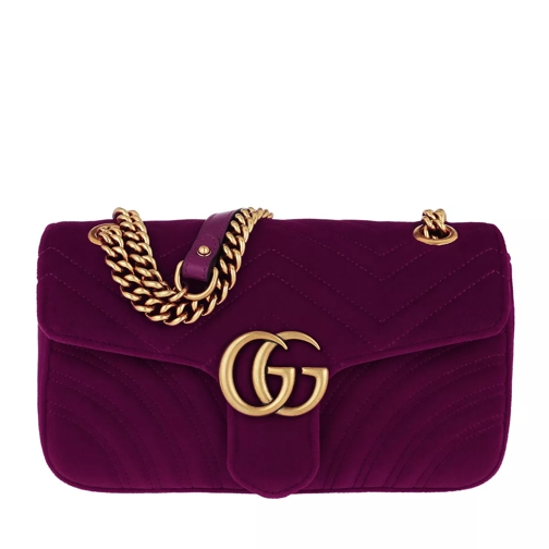 Gucci GG Marmont Shoulder Bag Velvet Fuchsia Crossbody Bag