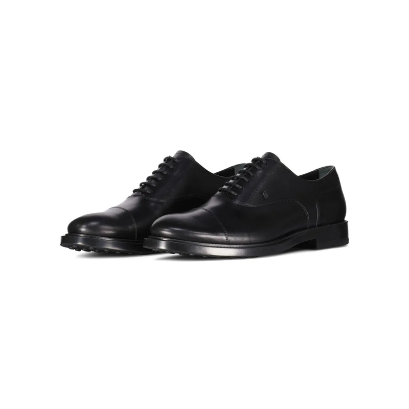 Tod's Chaussures à lacets Schnürschuh aus glattem Leder Schwarz