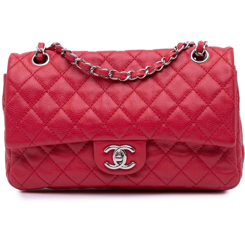 Chanel Sac à bandoulière Medium Classic Caviar Double Flap rot