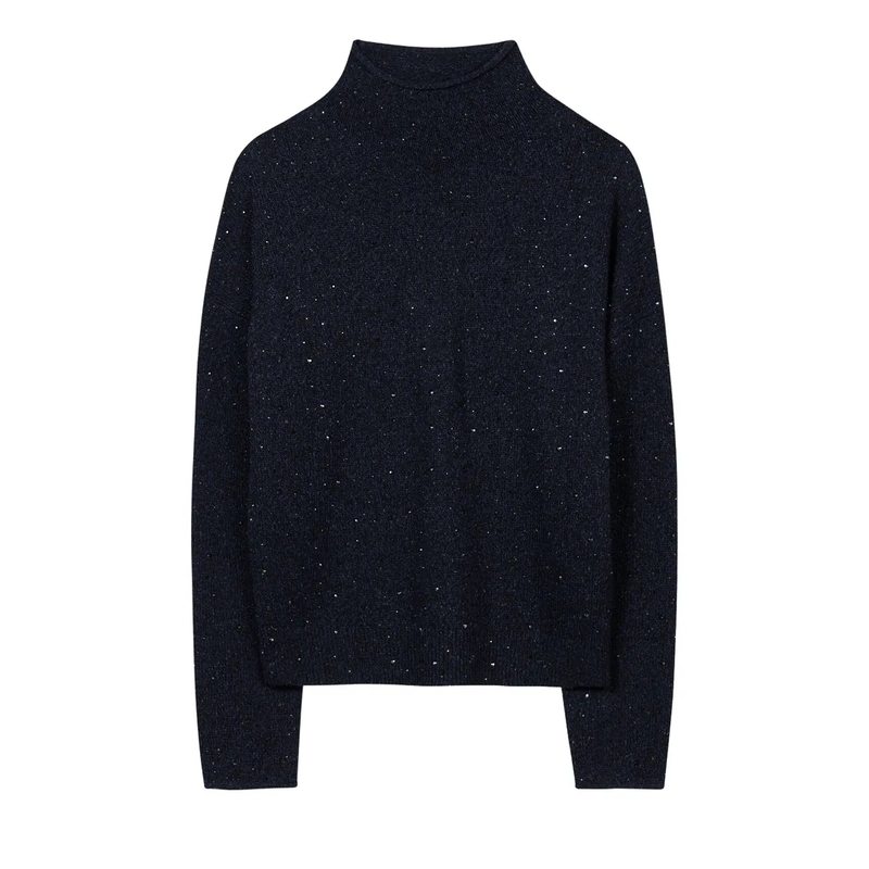 Luisa Cerano Trui Pullover aus Woll-Seide-Mix blau