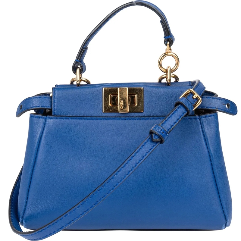 Fendi Tote Fendi Blue Leather Mini Peekaboo Handbag blau