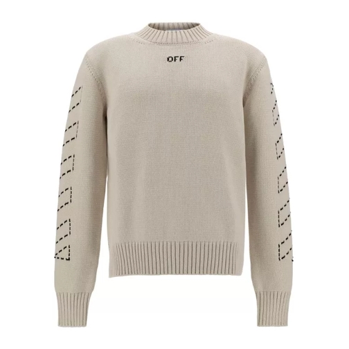 Off-White White Crewneck Sweater With Off Logo And Arrow Mot Neutrals 