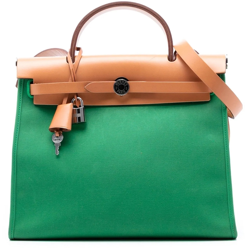 Hermès Schultertasche Toile Herbag Zip 31 grün