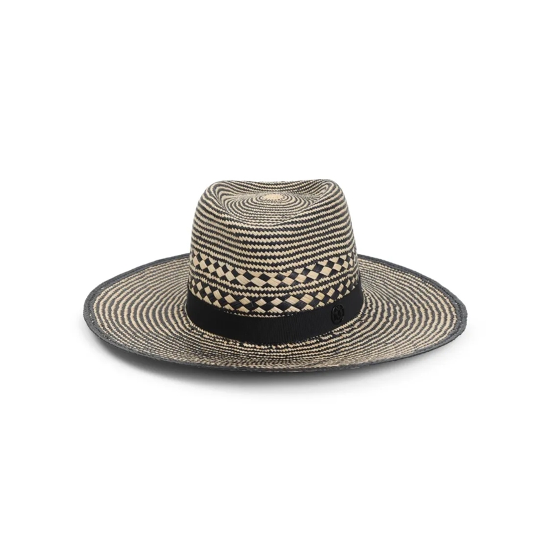 Maison Michel Hoed Wide Brim Brisa Hat With Structured Crown Grey