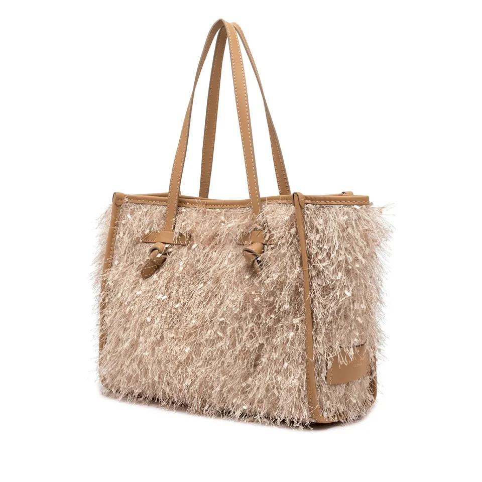 Gianni Chiarini Shoppers & Totes Marcella Textured Shoulder Bag With Leather Accent in bruin