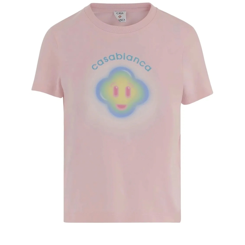 Casablanca T-shirt Playful Logo Print Short-Sleeve T-Shirt In Soft Pi Pink