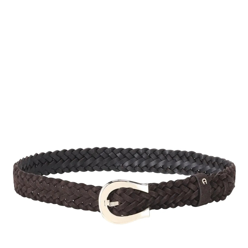 AIGNER Ceinture Geflochtener Gürtel aus Veloursleder Dunkelbraun