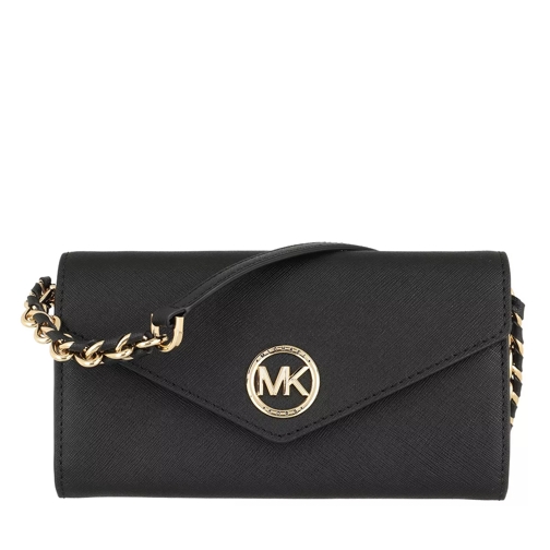 MICHAEL Michael Kors Large Wallet On Chn  Handbag  Leather Black Wallet On A Chain