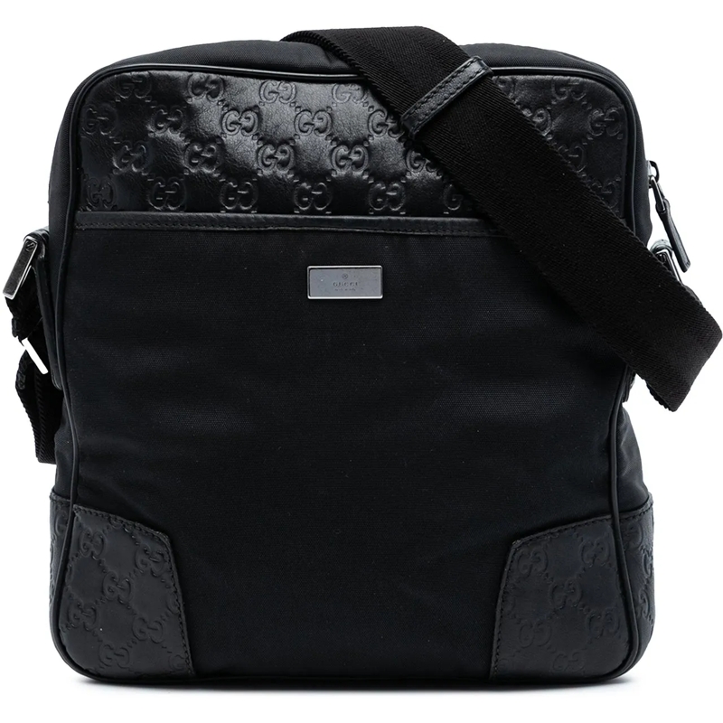 Gucci Schultertasche Guccissima Trimmed Nylon Crossbody schwarz