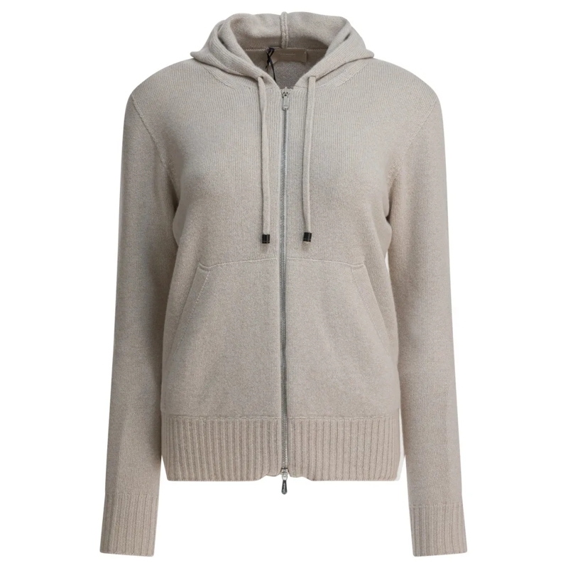 Drumohr  Ribbed Cashmere Knitwear With Zip-Up Front Grey