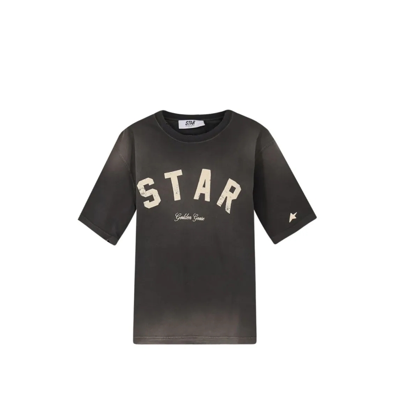 Golden Goose T-shirt Boxy-Fit Vintage Black T-Shirt Brown