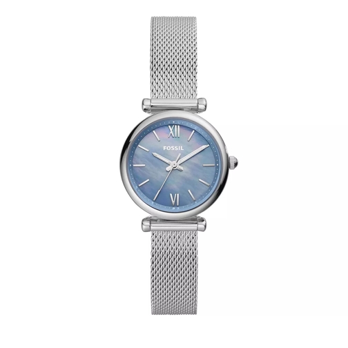 Fossil Carlie Mini Three-Hand Stainless Steel Mesh Watch Silver Montre habillée