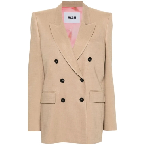 MSGM Blazer Light Brown Slub Texture Jacket Brown