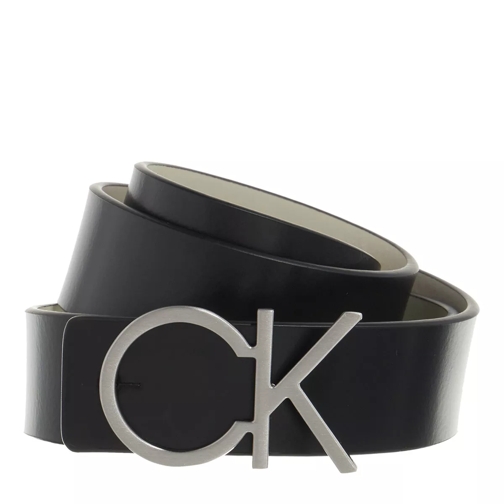 Calvin Klein Re Lock Ck Rev Belt 30Mm Black Stoney Beige Mono Leather Belt
