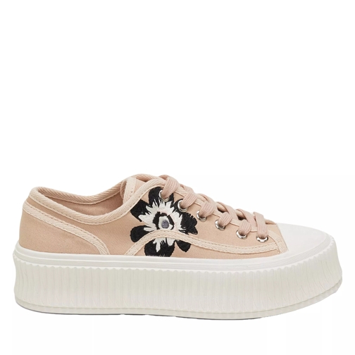 Dorothee Schumacher FLORAL SPORTINESS embroidered beige with black flower embroi scarpa da ginnastica bassa