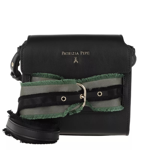 Patrizia Pepe Leather Sholder Bag Fringed Tape Nero Sac à bandoulière