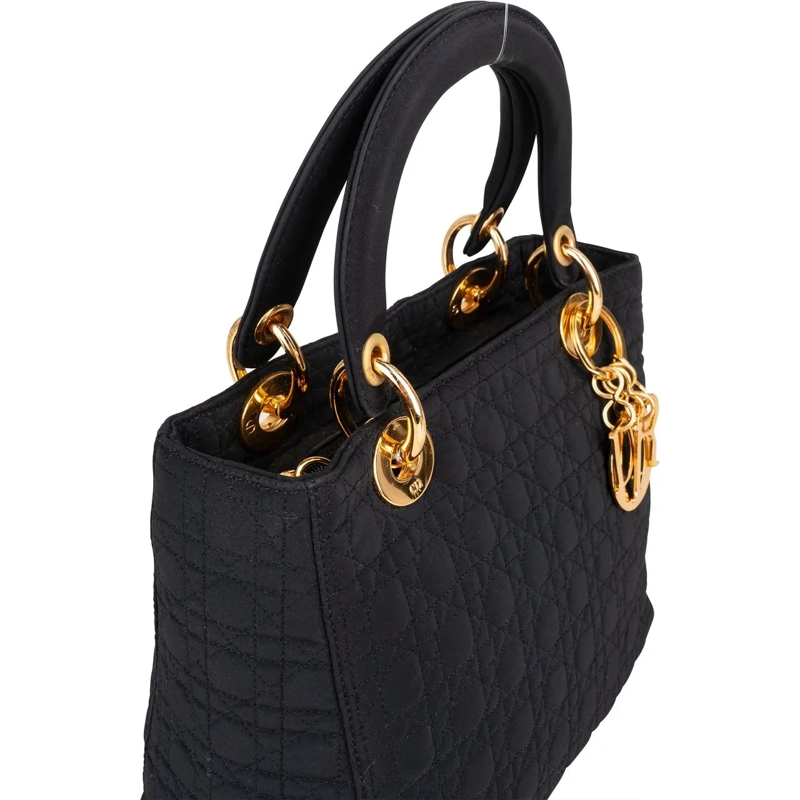 Christian Dior Tote Christian Dior Quilted Cloth Lady Dior Handbag schwarz