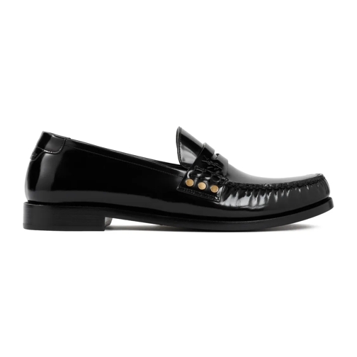 Saint Laurent Loafer Black Brushed Leather Loafer Black