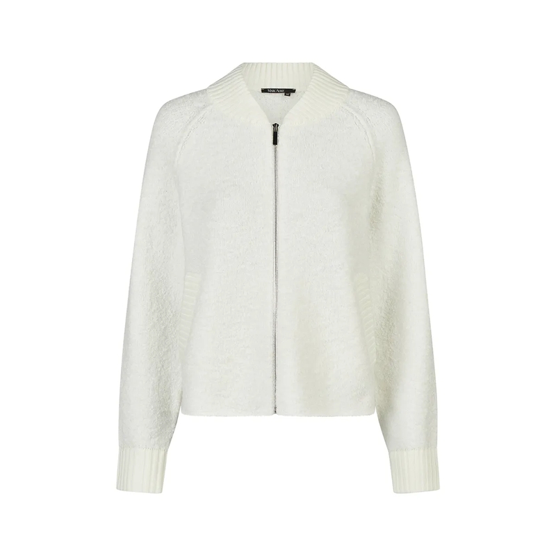 Marc Aurel Blouson Strickjacke- aus Bouclé- Taschen mit Patten aus weiss