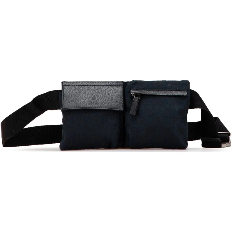 Gucci Gürteltasche GG Canvas Double Pocket Belt Bag blau