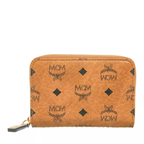 MCM Aren Zipped Wallet Xmini Cognac Portemonnaie mit Zip-Around-Reißverschluss