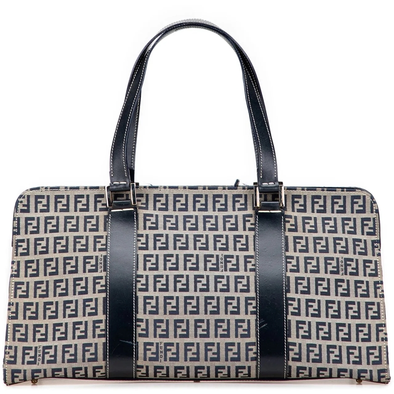 Fendi Tote Zucchino Canvas Handbag grau