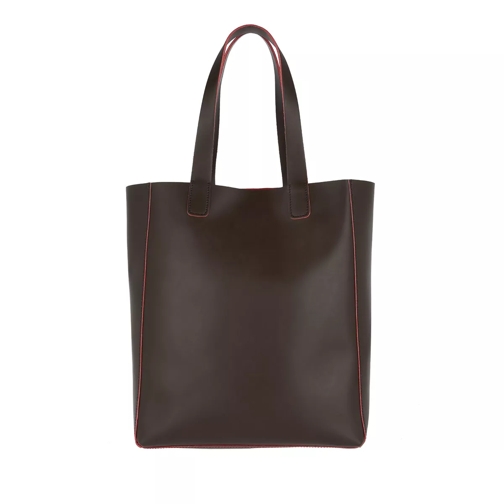 Abro Ruga Shopping Bag Calf Leather Dark Brown/Red Borsa da shopping