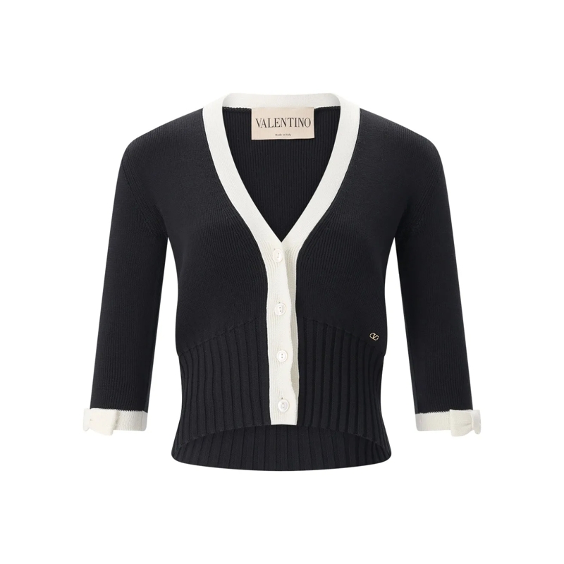 Valentino Garavani Cardigan Strickjacke aus Baumwolle schwarz