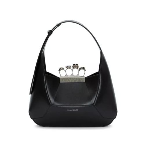 Alexander McQueen The Jeweled Hobo Black Handbag Black Schultertasche