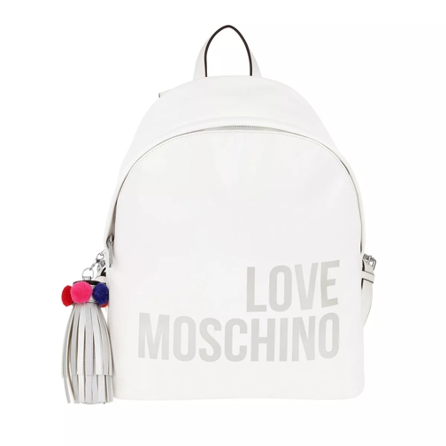 Love Moschino Logo Backpack Tassel Grain Bianco Rucksack