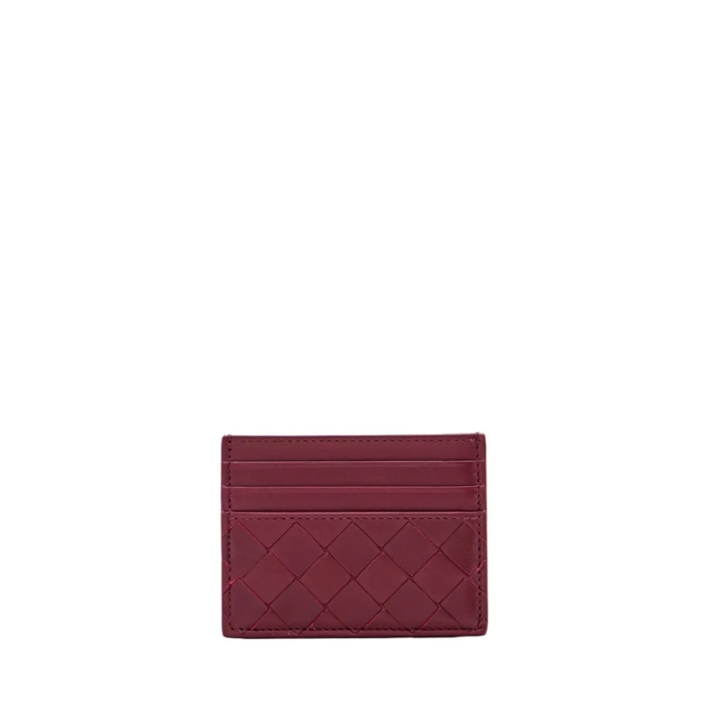 Bottega Veneta Geldbörse Textured Woven Leather Card Holder Neutrals