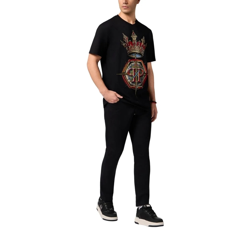 Philipp Plein T-Shirt Round Neck T-Shirt Crown Stones schwarz(Image 3)