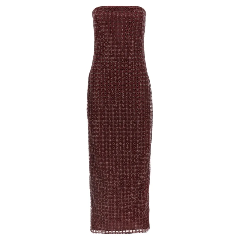 Rotate Robe midi 'Beaded Maxi Tube' Dress Burgundy
