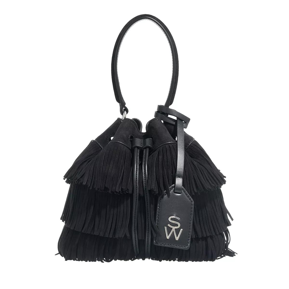 Stuart Weitzman Rae Fringe Mini Bucket Bag Black Bucket Bag