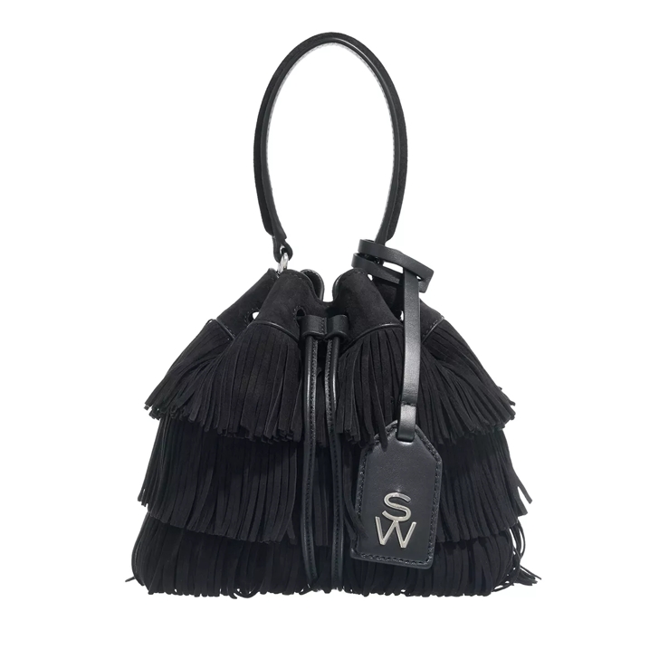 Black fringe on sale bucket bag