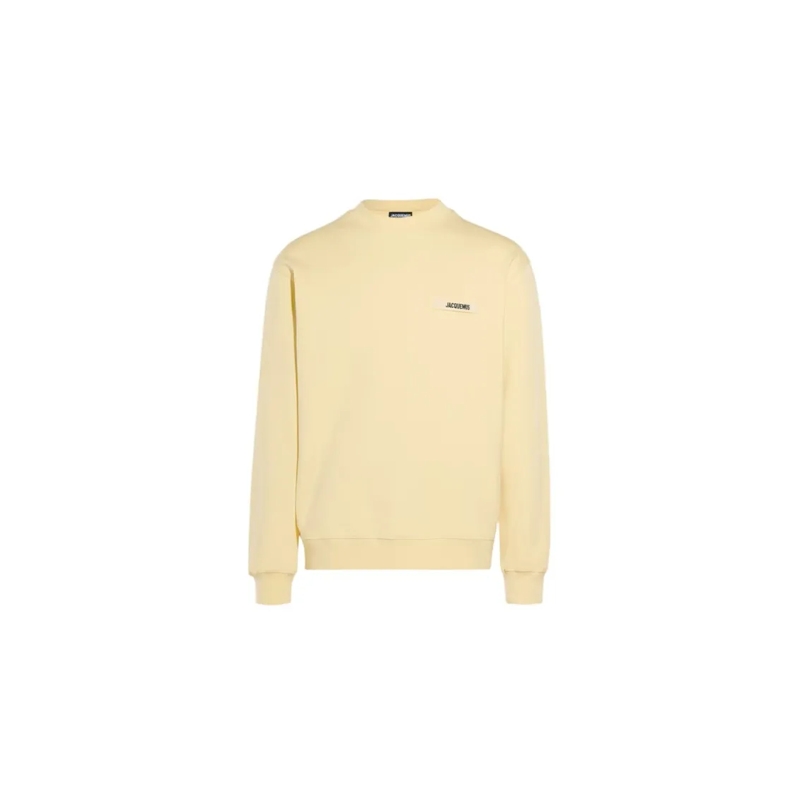 Jacquemus  Long-Sleeve Sweatshirt With Gros-Grain Logo Patch Neutrals