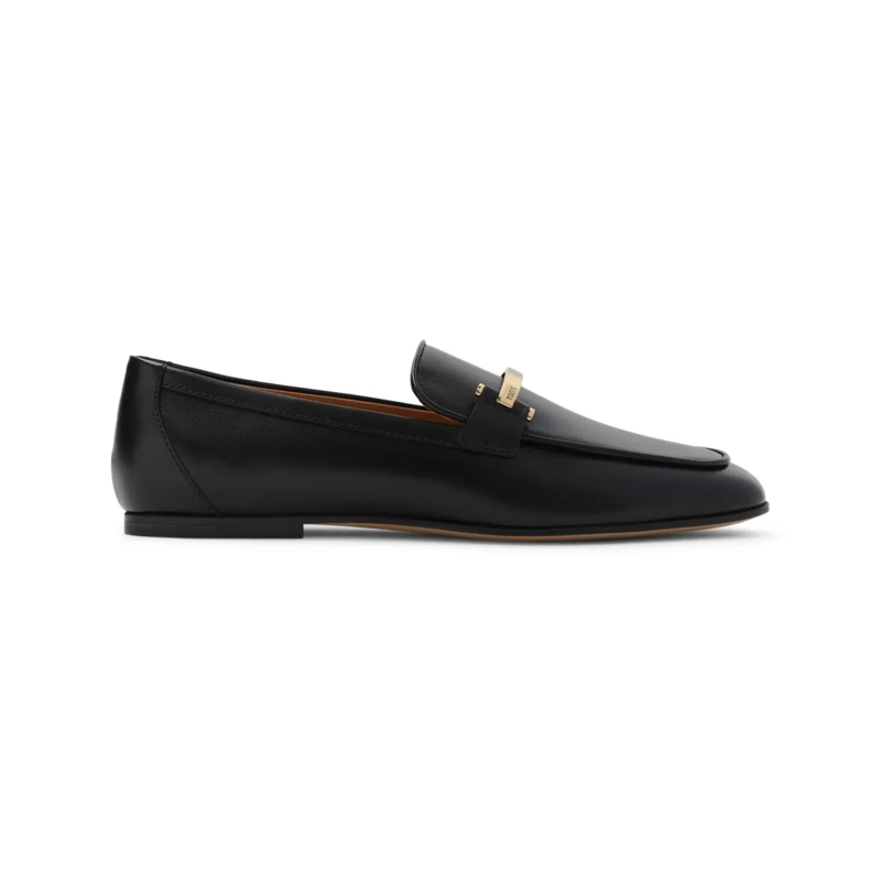 Tod's Balletschoenen Black Leather Loafers With Subtle Gold Accents Black