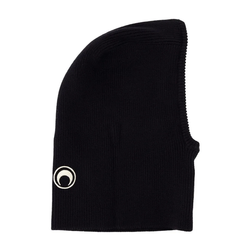 Marine Serre Hoed Ribbed Knit Wool Balaclava Black