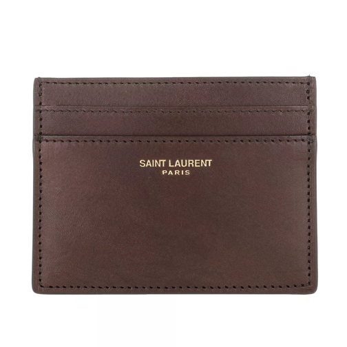 Saint Laurent Logo Card Holder Leather Dark Brown Card Case