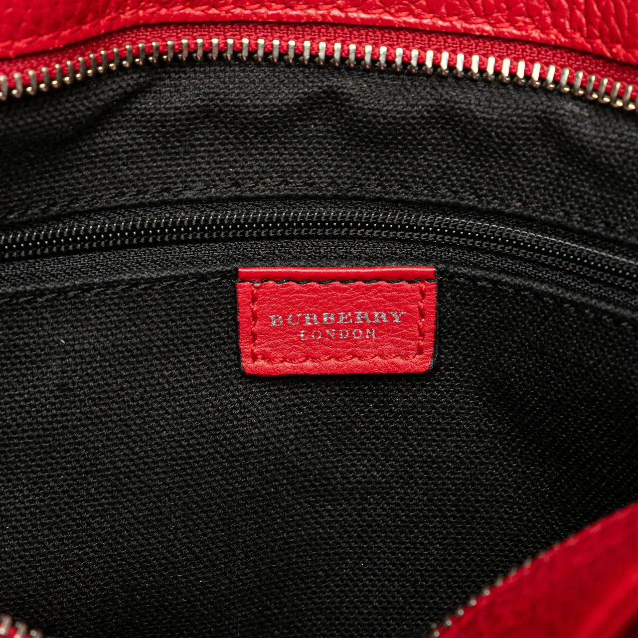 Thumbnail - Burberry Shopper - House Check Trimmed Grainy Calfskin Horn Toggle To - Gr. unisize - in Rot - für Damen
