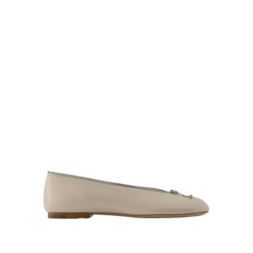 Burberry Sadler Zip Ballerinas - Leather - White White Pantofola ballerina